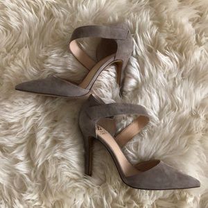 Vince camuto grey suede heels